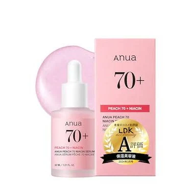 【桃の透明感セラム】Anua Peach 70 Niacin Serum徹底レビュー｜くすみ・毛穴・美白に！肌を明るく柔らかく整える“韓国発色ツヤ肌美容液”
